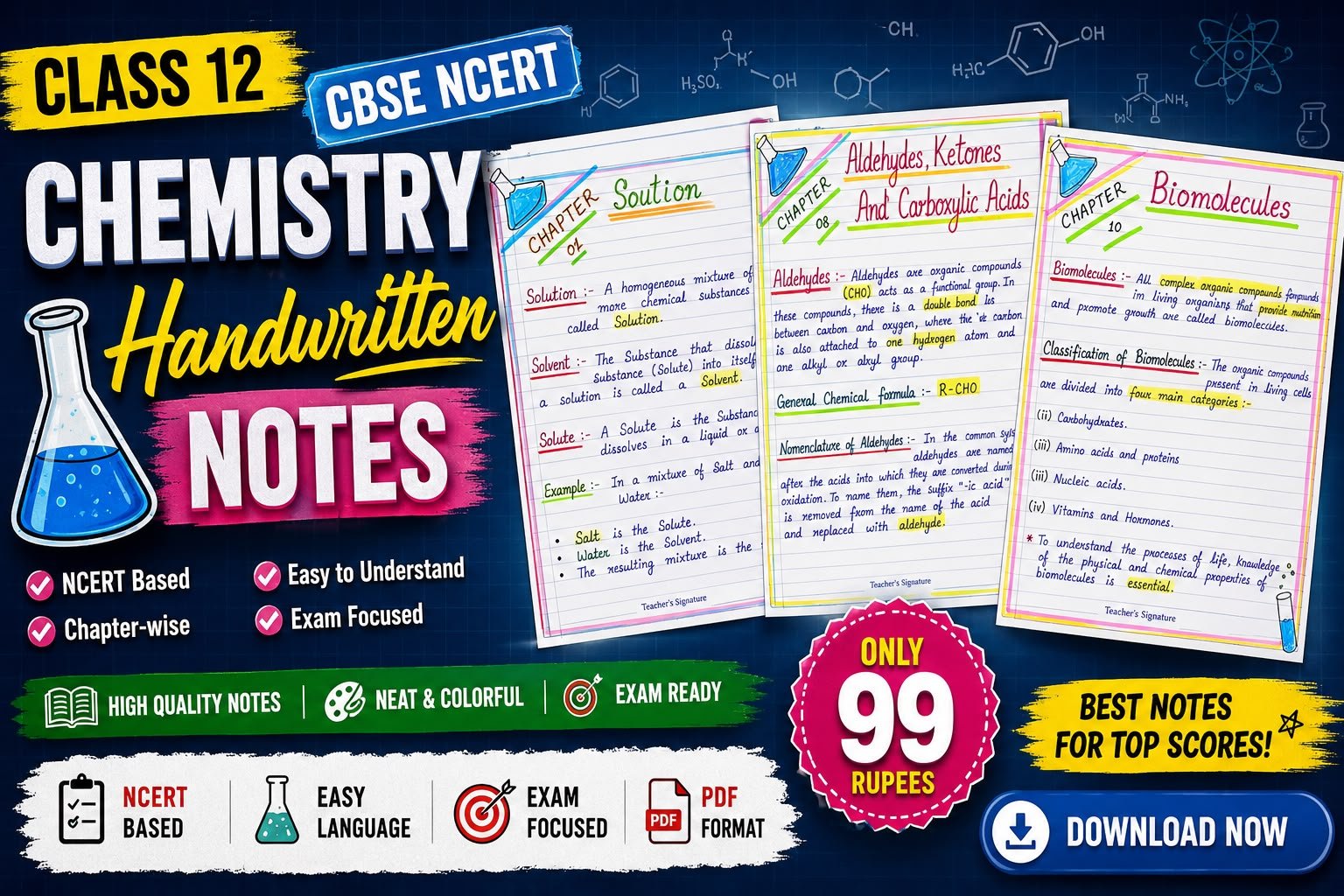 Class 12 Chemistry CBSE NCERT Handwritten Notes